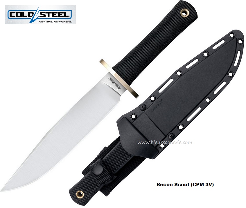 Cold Steel Recon Scout Fixed Blade Knife, CPM 3V Steel, Secure-Ex Sheath, CS37RS