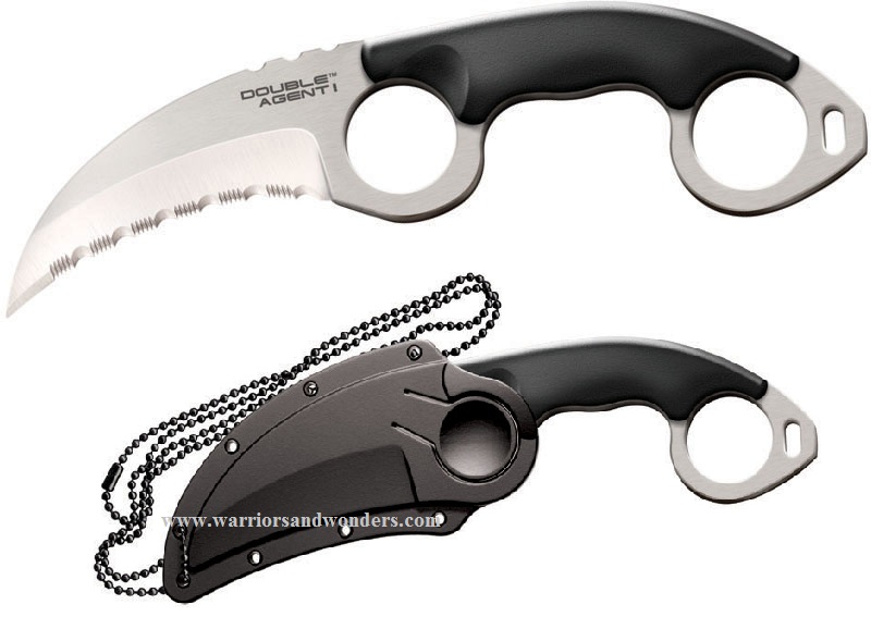 Cold Steel Double Agent 1 Fixed Blade Neck Knife, AUS 8A, Kydex Sheath, 39FKS