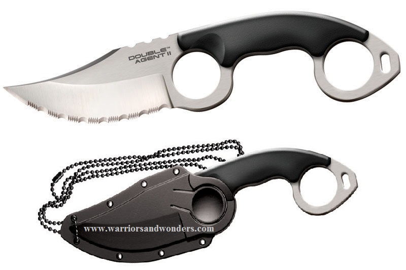 Cold Steel Double Agent II Fixed Blade Neck Knife, AUS 8A, Secure-Ex Sheath, 39FNS