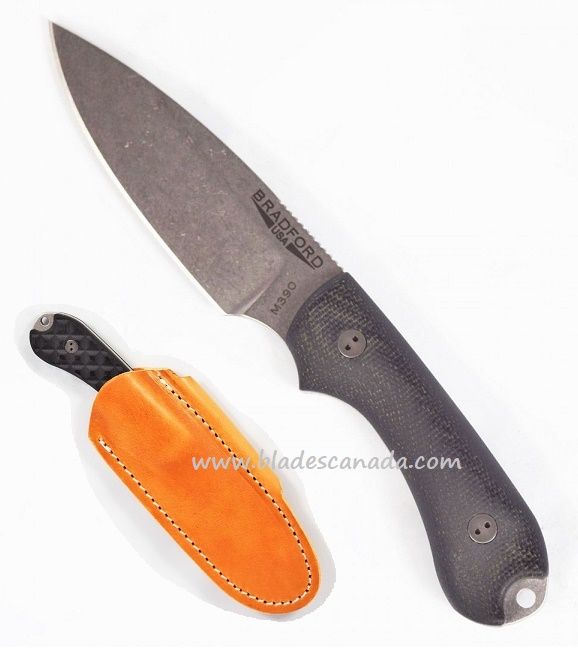 Bradford Guardian 3 Sabre Knife, M390 Stonewash, Black 3D Micarta, 3S-101-M390
