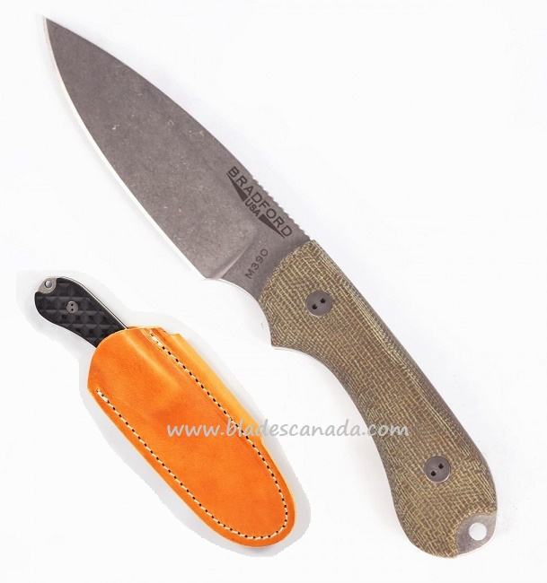 Bradford Guardian 3 Sabre Knife, M390 Stonewash, OD Green 3D Micarta, 3S-102-M390
