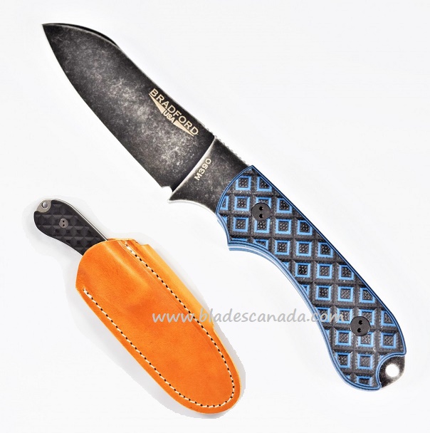 Bradford Guardian 3 Sheepsfoot Knife, M390 Nimbus, Black/Blue Textured G10, 3SF-013N-M390