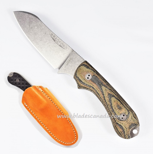 Bradford Guardian 3 Sheepsfoot Knife, M390 Stonewash, Camo 3D Micarta, 3SF-109-M390