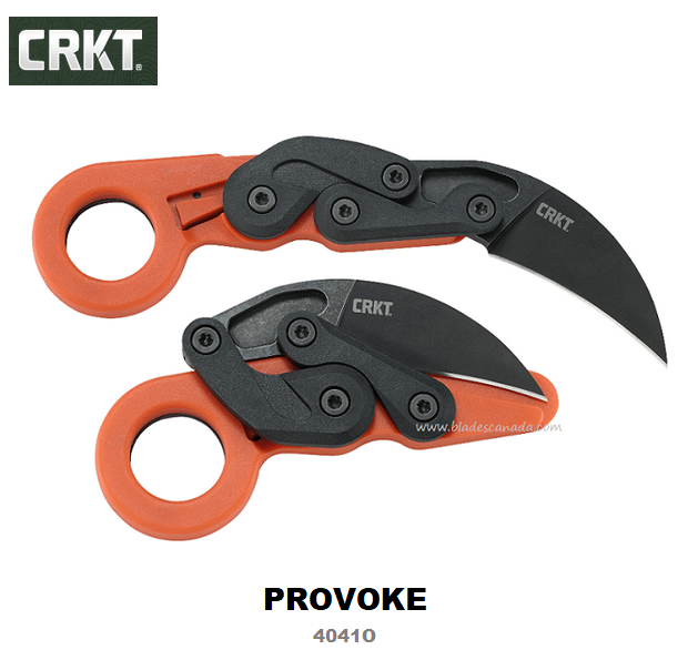 CRKT Provoke Lightweight Karambit Folding Knife, 1.4116 Steel, Orange Handle, CRKT4041O