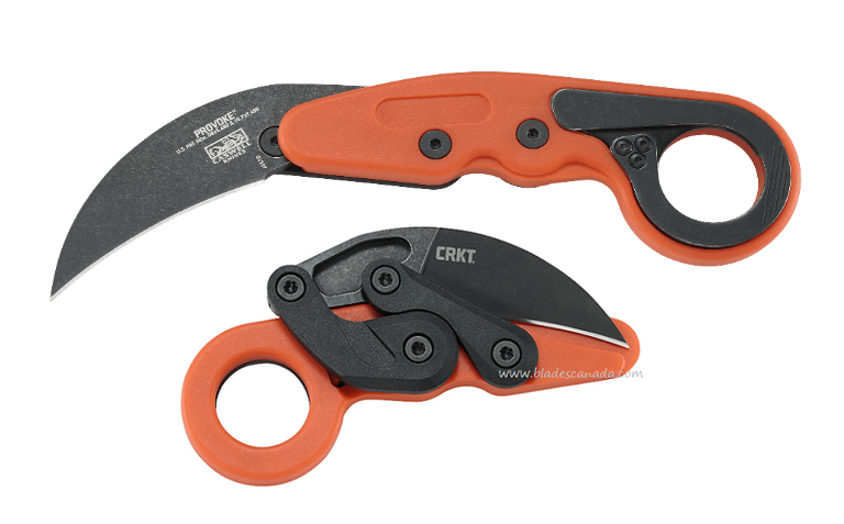 CRKT Provoke Lightweight Karambit Folding Knife, 1.4116 Steel, Orange Handle, CRKT4041O - Click Image to Close