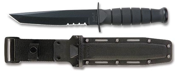 Ka-Bar Short Tanto Fixed Blade Knife, 1095 Cro-Van, Hard Sheath, Ka5055