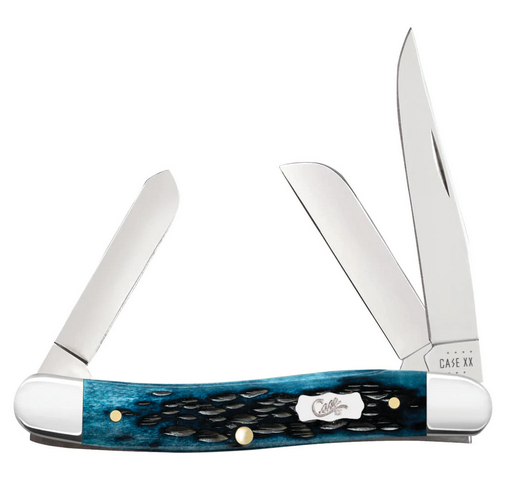 Case Medium Stockman Slipjoint Folding Knife, Stainless, Mediterranean Blue Bone, 51851
