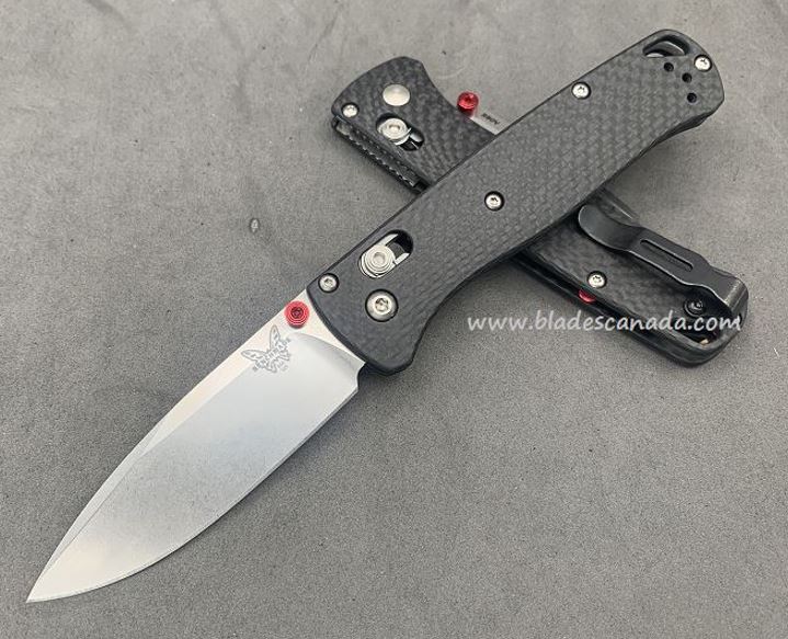 Benchmade Bugout Customized Folding Knife, S90V, Carbon Fiber, Red Thumbstud, BM535CU207