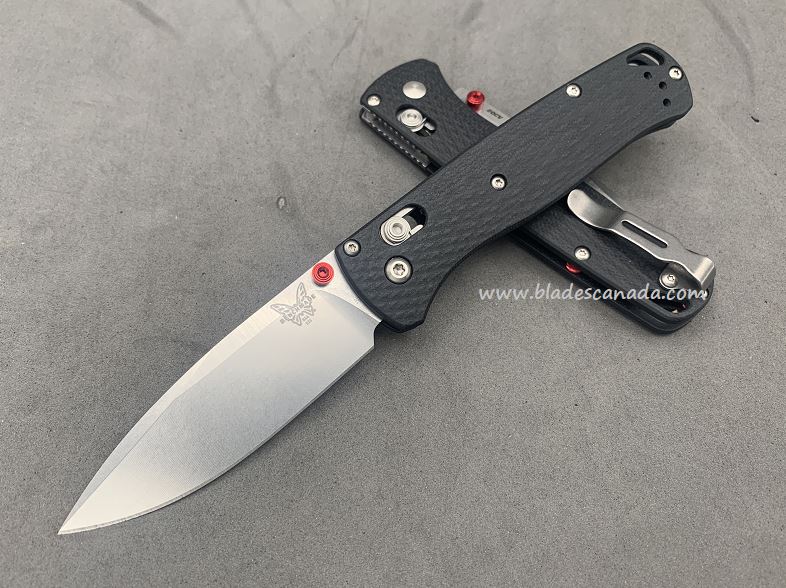 Benchmade Bugout Folding Knife, 20CV, G10 Black, Red Thumbstud & Standoffs, BM535CU151