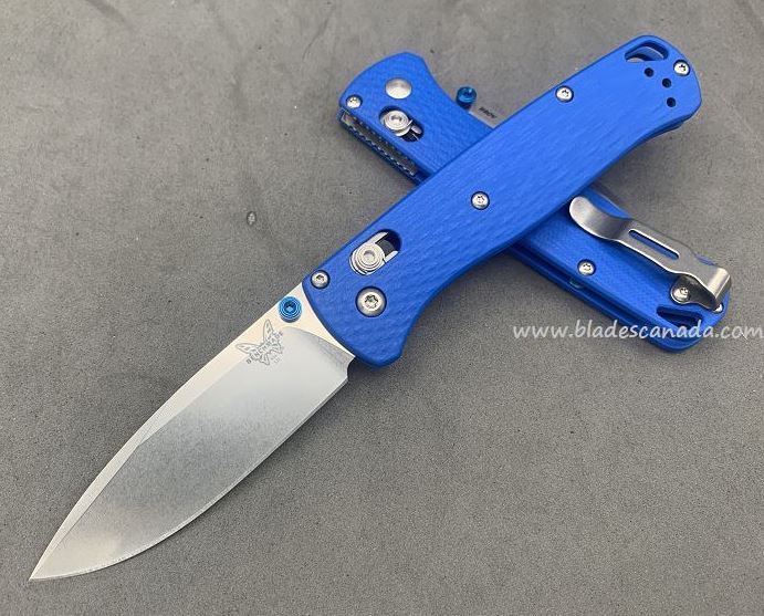 Benchmade Bugout Customized Folding Knife, S90V, G10 Blue, Blue Thumbstud & Standoffs, 535CU222