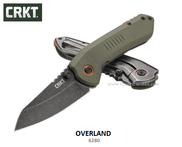 CRKT Overland Framelock Folding Knife, G10 Green, CRKT6280