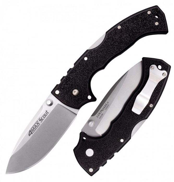 Cold Steel 4-Max Scout Folding Knife, AUS 10A, Black Handle, 62RQ