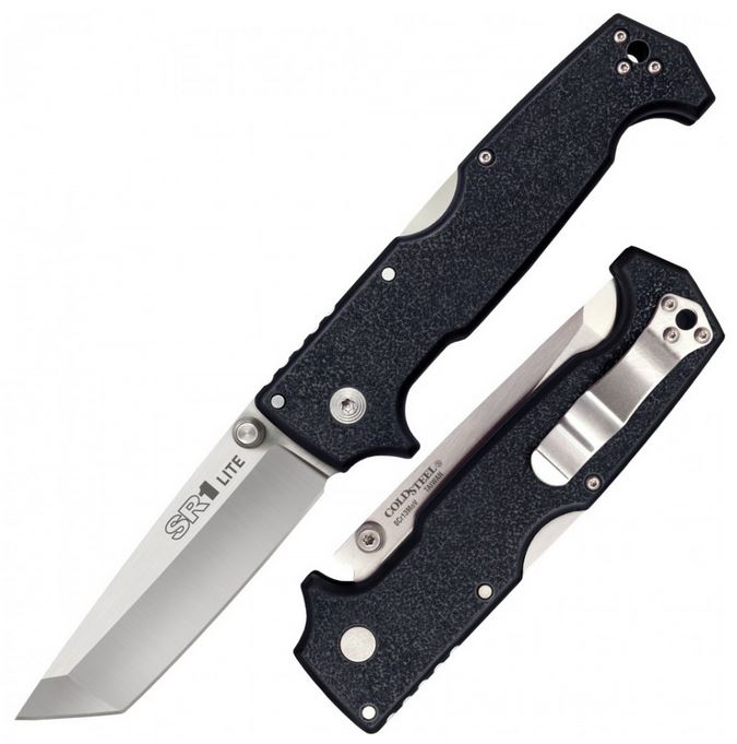 Cold Steel SR1 Lite Tanto Folding Knife, Black Handle, 62K1A