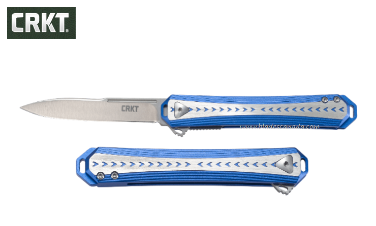CRKT Stickler Flipper Folding Knife, Assisted Opening, 12C27 Sandvik, Aluminum Blue, 6710