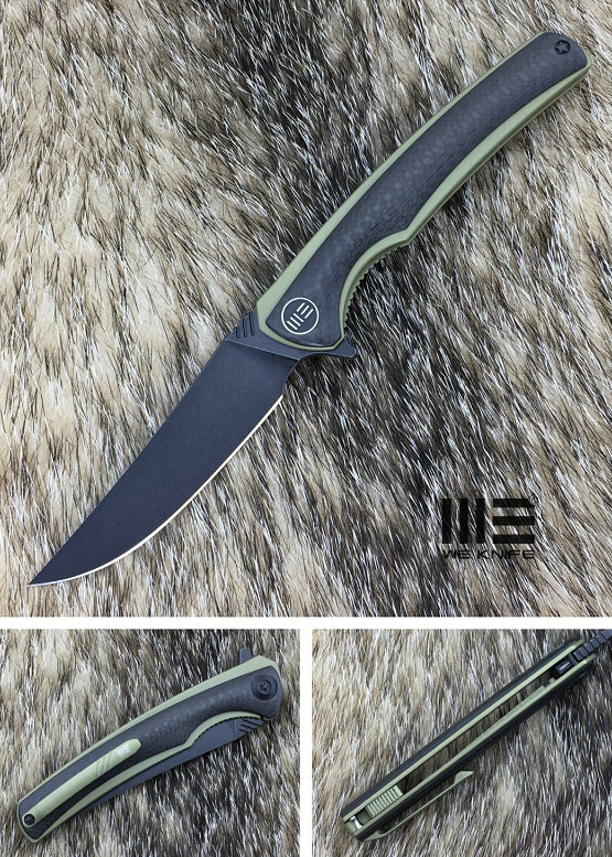 WE Knife 704CFI Flipper Folding Knife, M390, Titanium Gold/Carbon Fiber - Click Image to Close