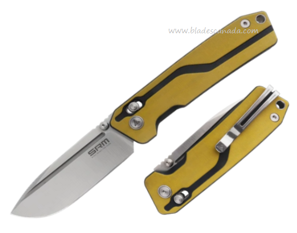 SRM Knives Model 7228 Ambi Folding Knife, VG10, G10 Yellow, SRM7228LGW