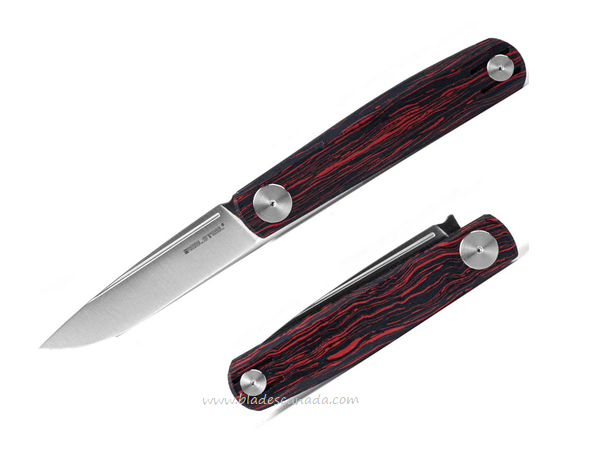 Real Steel Gslip Slipjoint Folding Knife, VG10, Damascus G10 Black/Red, 7865OR