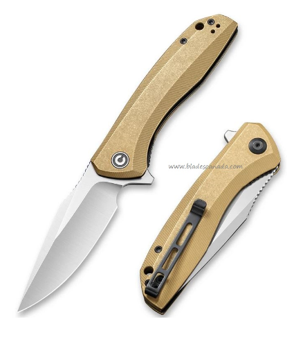 CIVIVI Baklash Flipper Folding Knife, 154CM, Brass Handle, 801J