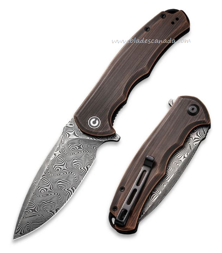 CIVIVI Praxis Flipper Folding Knife, Damascus Blade, Copper Black, 803DS-3 - Click Image to Close