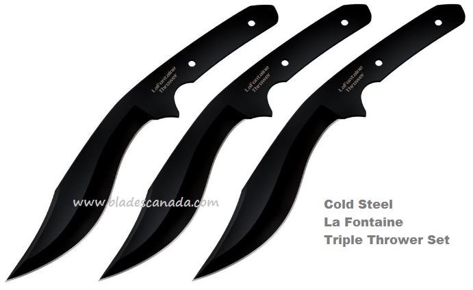 Cold Steel La Fontaine Triple Throwing Knife Set, 1050 Carbon, CS80TLFZ