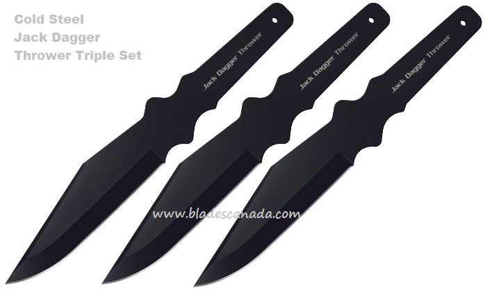 Cold Steel Jack Dagger Triple Throwing Knife Set, 1050 Carbon, CS80TJDZ
