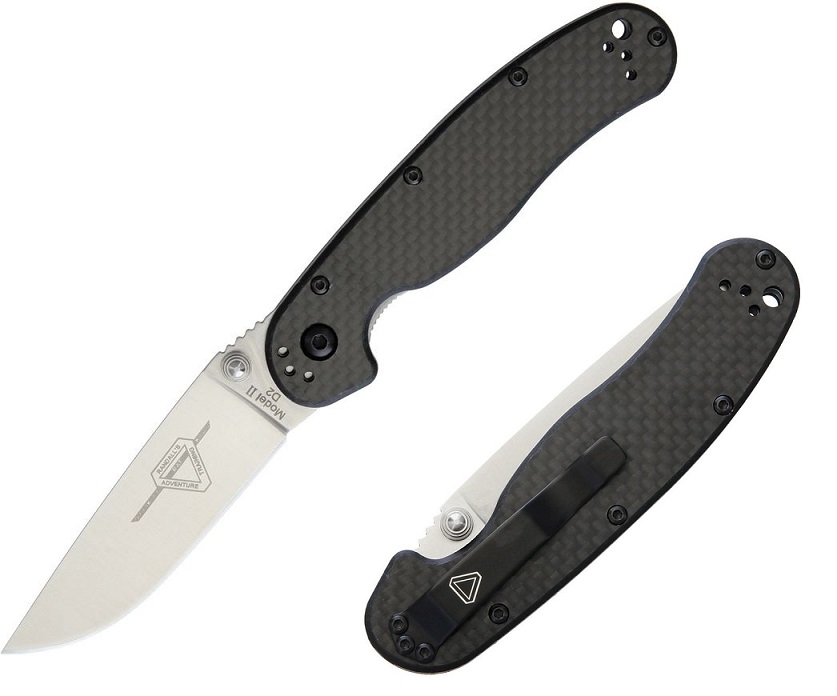 OKC RAT 2 Folding Knife, D2 Satin, Carbon Fiber/G10, 8832