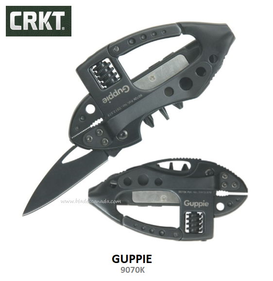 CRKT Guppie MultiTool, Stainless Steel, L.E.D. Flashlight, CRKT9070K - Click Image to Close