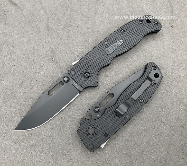 Demko AD20.5 Folding Knife, AUS10A Clip Point DLC, Grivory Black