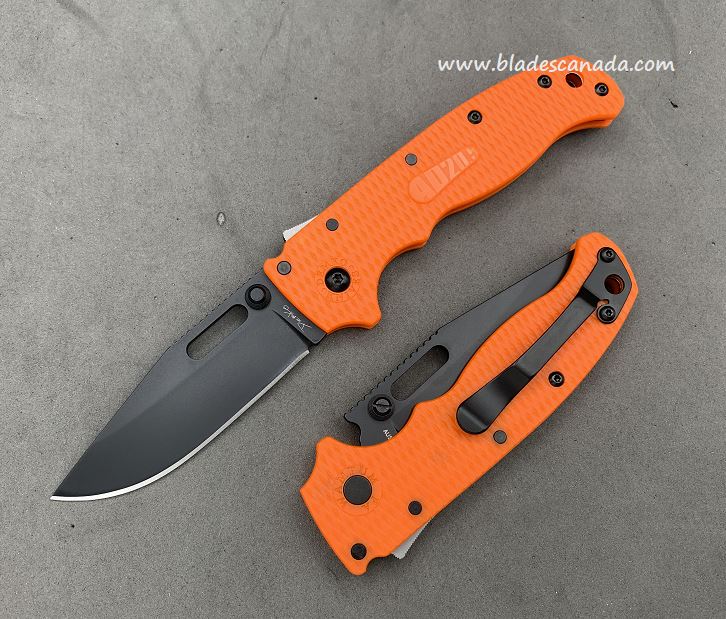 Demko AD20.5 Folding Knife, AUS10A Clip Point DLC, Grivory Orange