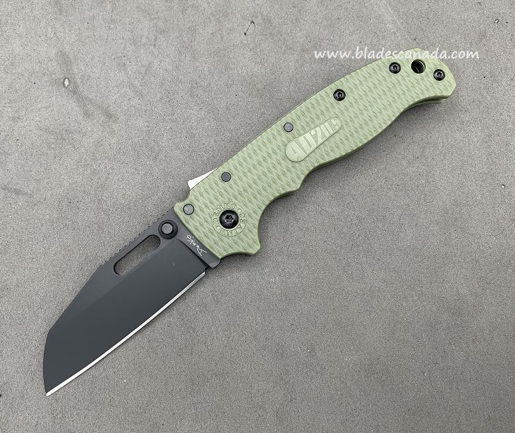 Demko AD20.5 Folding Knife, AUS10A Shark Foot DLC, Grivory OD Green