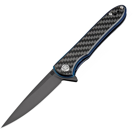 Artisan Cutlery Shark Flipper Folding Knife, S35VN, CF w/Blue Liner, 1707PBCF