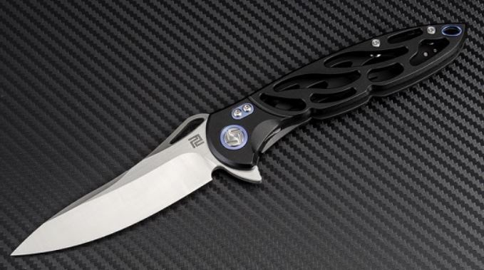Artisan Cutlery Hoverwing Flipper Framelock Knife, S35VN, Titanium Black, ATZ1801GBKS