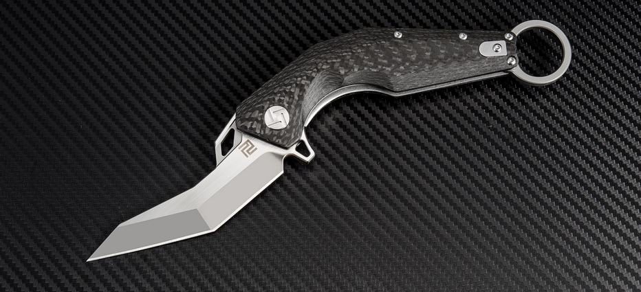 Artisan Cutlery Cobra Flipper Folding Knife, M390, Carbon Fiber, 1811GGYM - Click Image to Close