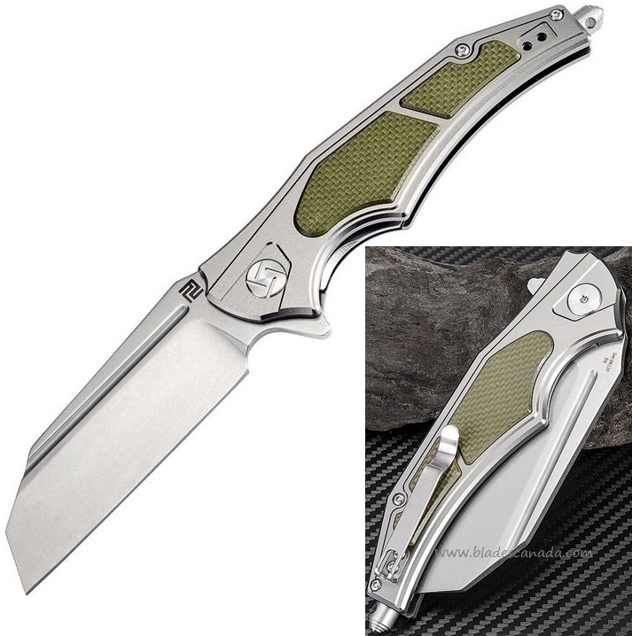 Artisan Cutlery Apache Flipper Folding Knife, D2, Aluminum/G10 Green, ATZ1813PGGN