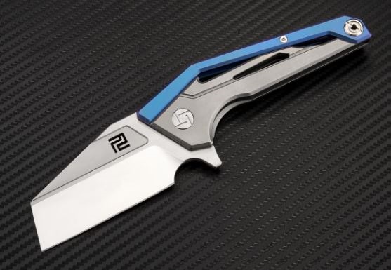 Artisan Cutlery Ravine Flipper Framelock Knife, S35VN, Titanium Blue, ATZ1819GBUS