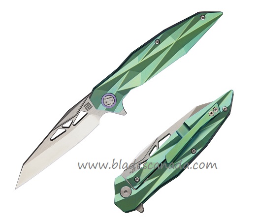 Artisan Cutlery Cygnus Flipper Framelock Knife, S35VN, Titanium Green, ATZ1827GGNS