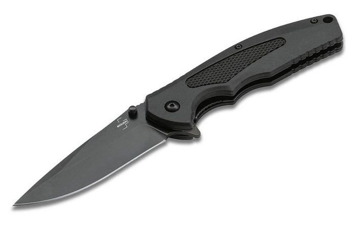 Boker Plus Gemini NGA Flipper Folding Knife, Assisted Opening, D2 Black, FRN Black, 01BO507