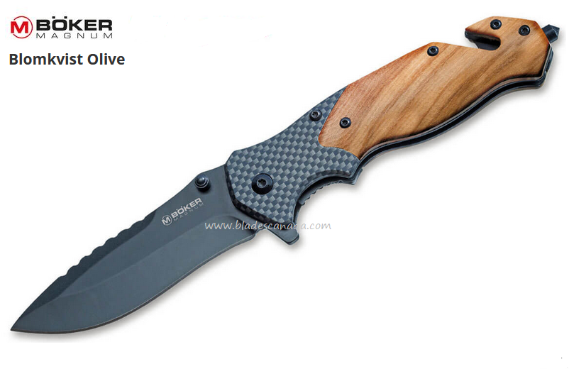 Boker Magnum Blomkvist Flipper Folding Knife, 440A, Olive Wood, 01MB736