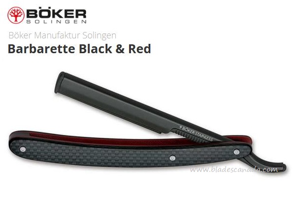 Boker Germany Barbarette Folding Knife, Stainless, Carbon Fiber Black/Red, B-140909