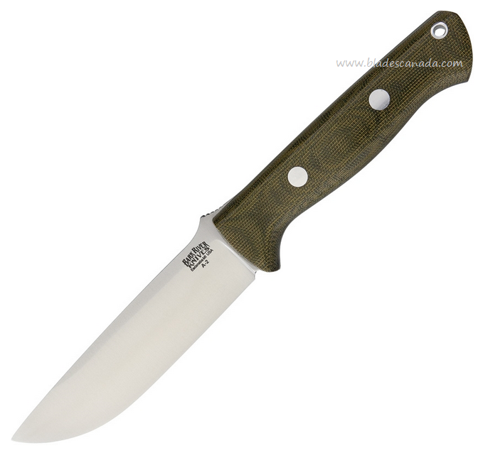Bark River Bravo Fixed Blade Knife, A2 Steel, Micarta Green, BA07115MGC
