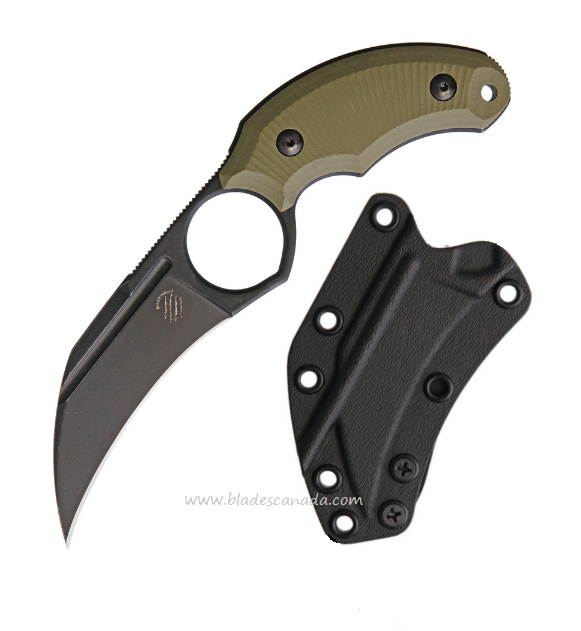 Bastinelli Creations Harpy Fixed Blade Knife, N690 Black SW, G10 OD, BAS220G