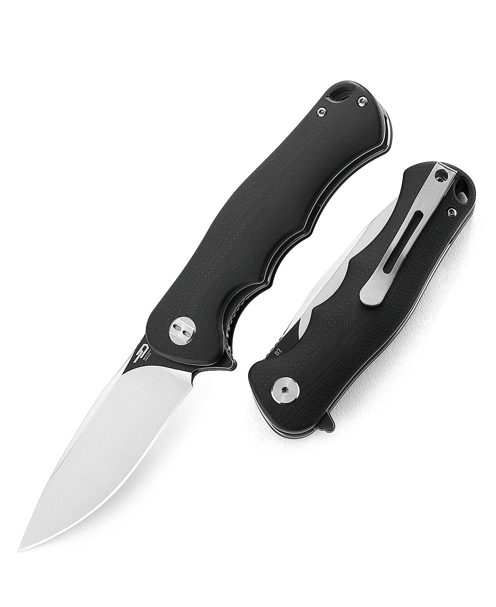 Bestech Bobcat Flipper Folding Knife, D2 Two-Tone, G10 Black, BG22A-2