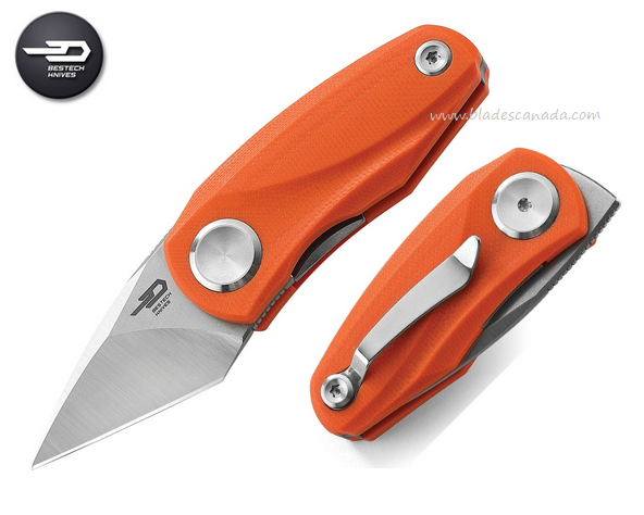 Bestech Tulip Flipper Folding Knife, 14C28N Sandvik SW/Satin, G10 Orange, BG38C