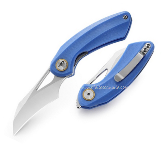 Bestech Bihai Flipper Folding Knife, 14C28N SW/Satin, G10 Blue, BG53D-1