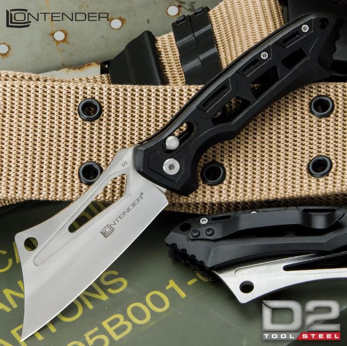 Contender Cleaver Folding Knife, D2 Steel, BK4945D2