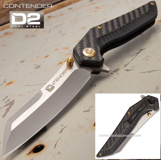 Contender Volantes Flipper Folding Knife, D2, G10/CF Handle, BK516