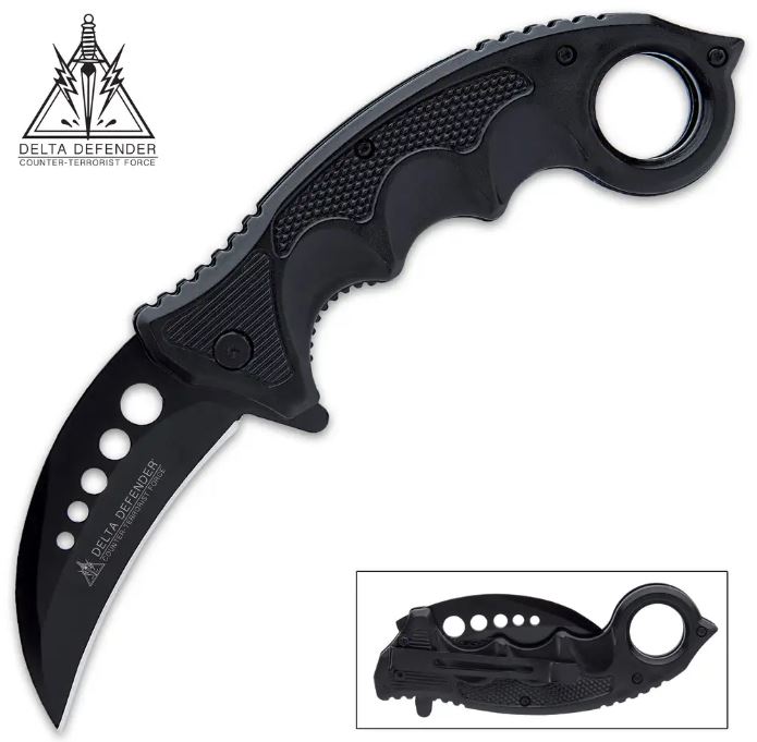 Delta Defender Karambit Flipper Folding Knife, Assisted Opening, BK5494