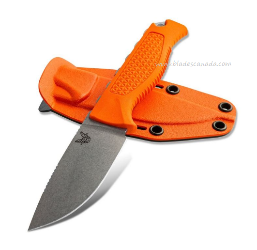 Benchmade Steep Country Fixed Blade Knife, S30V, Orange Handle, Boltron Sheath, 15006