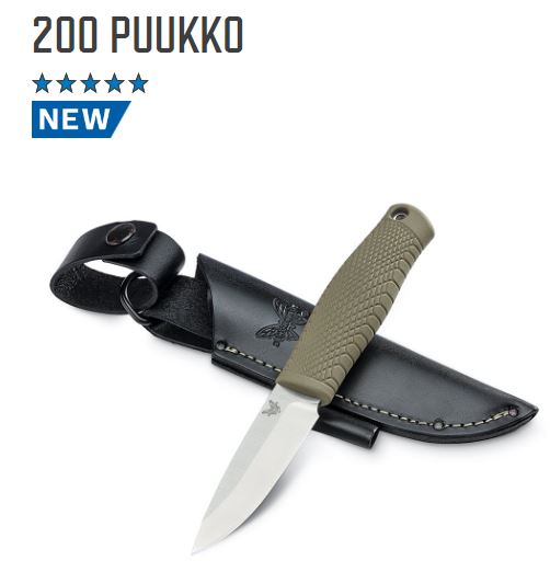Benchmade Puukko Fixed Blade Knife, CPM 3V, Ranger Green, BM200
