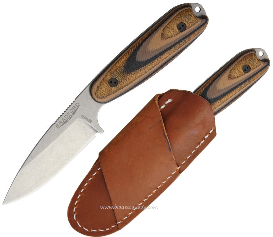 Bradford Guardian 3.5 Fixed Blade Knife, Bohler N690 Saber, 3D G-Wood, BRAD35S115